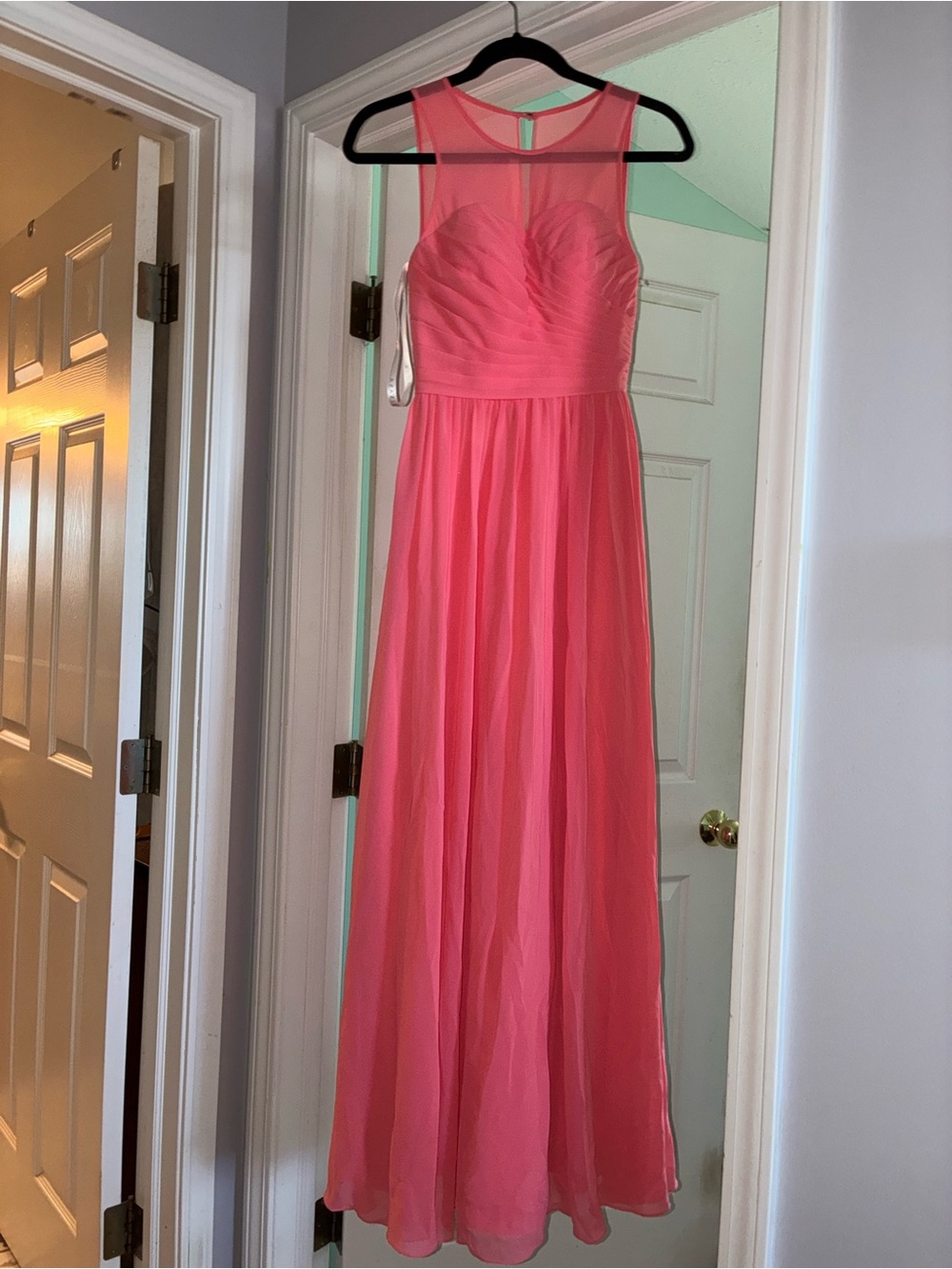 Azazie Coral Pink Chiffon Dress
